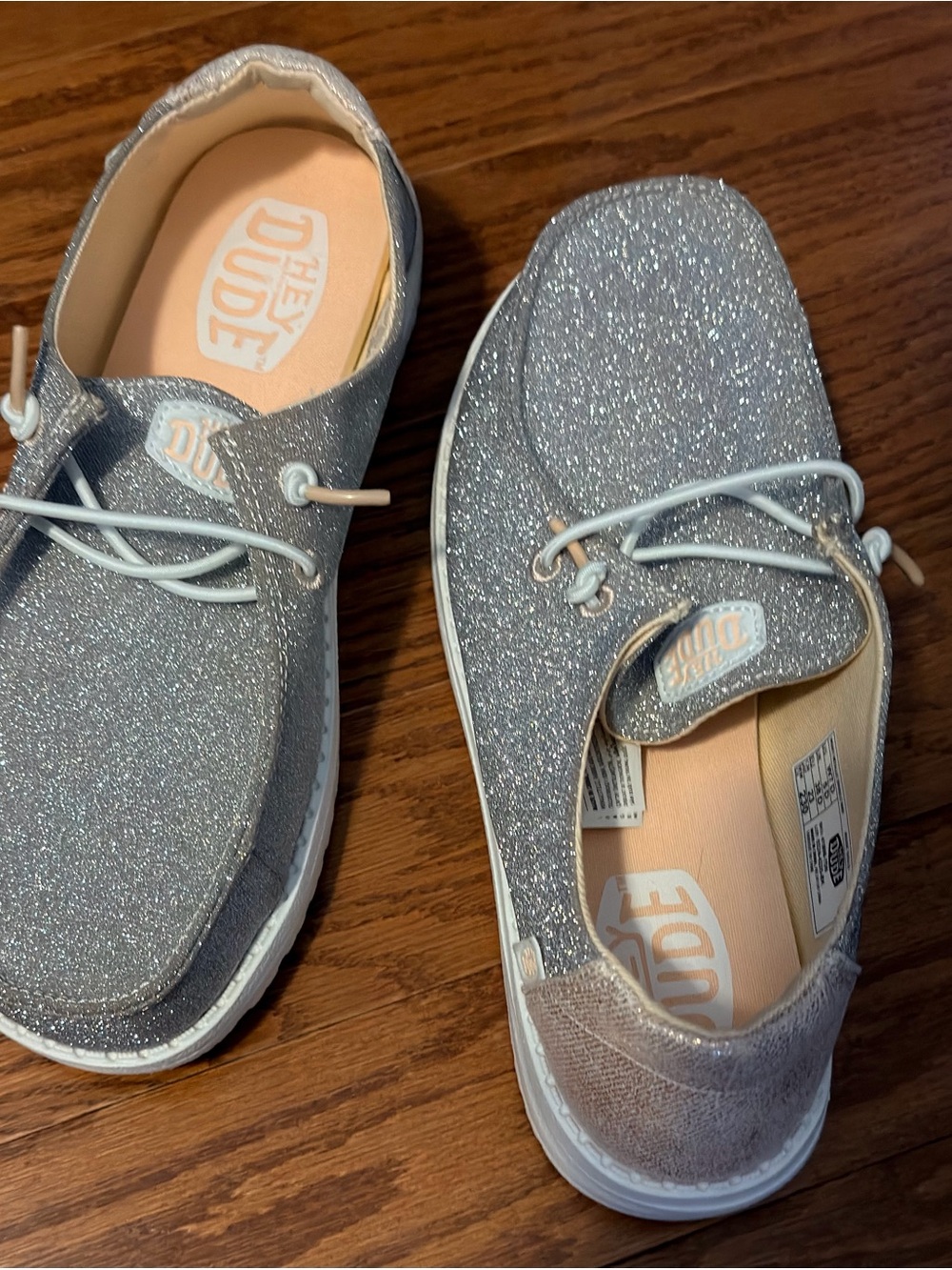 Hey Dude Glitter Slip-On Loafers in Silver - Picture 2 of 6
